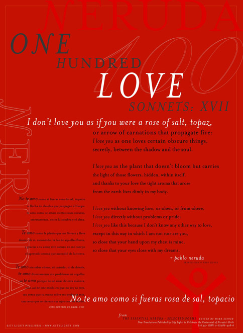 Neruda Sonnet 17 Poster
